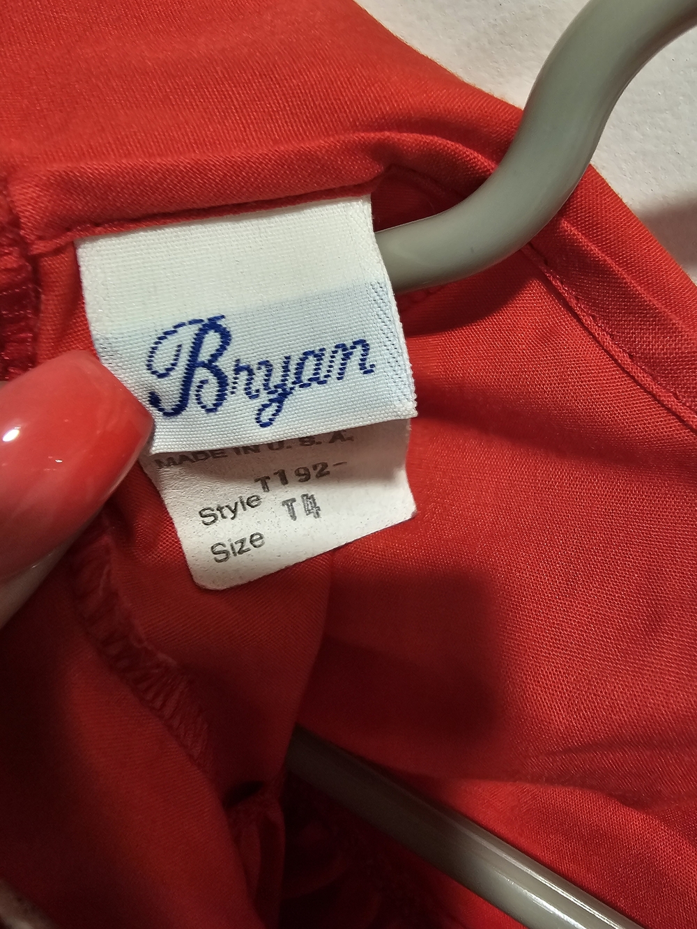 Vintage 1980 Bryan Red Dress W8th A White Polka Dot Ruffle Overlay - Picture 4 of 5